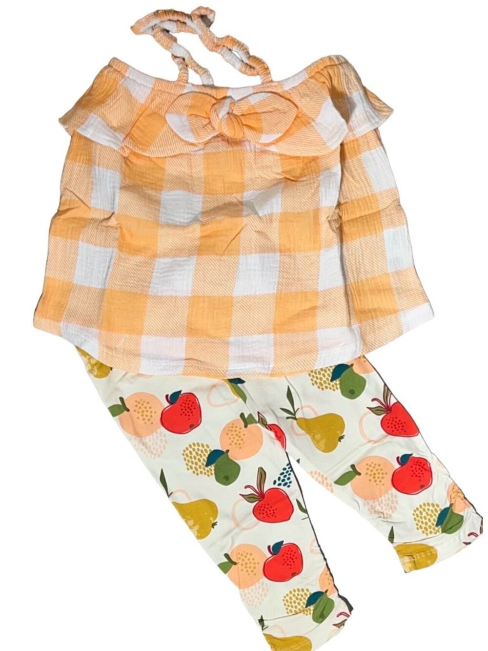 Mud Pie plaid tunic fruit legging set apple pear orange 12m 18m 24m 2T 4T 5T NWT
